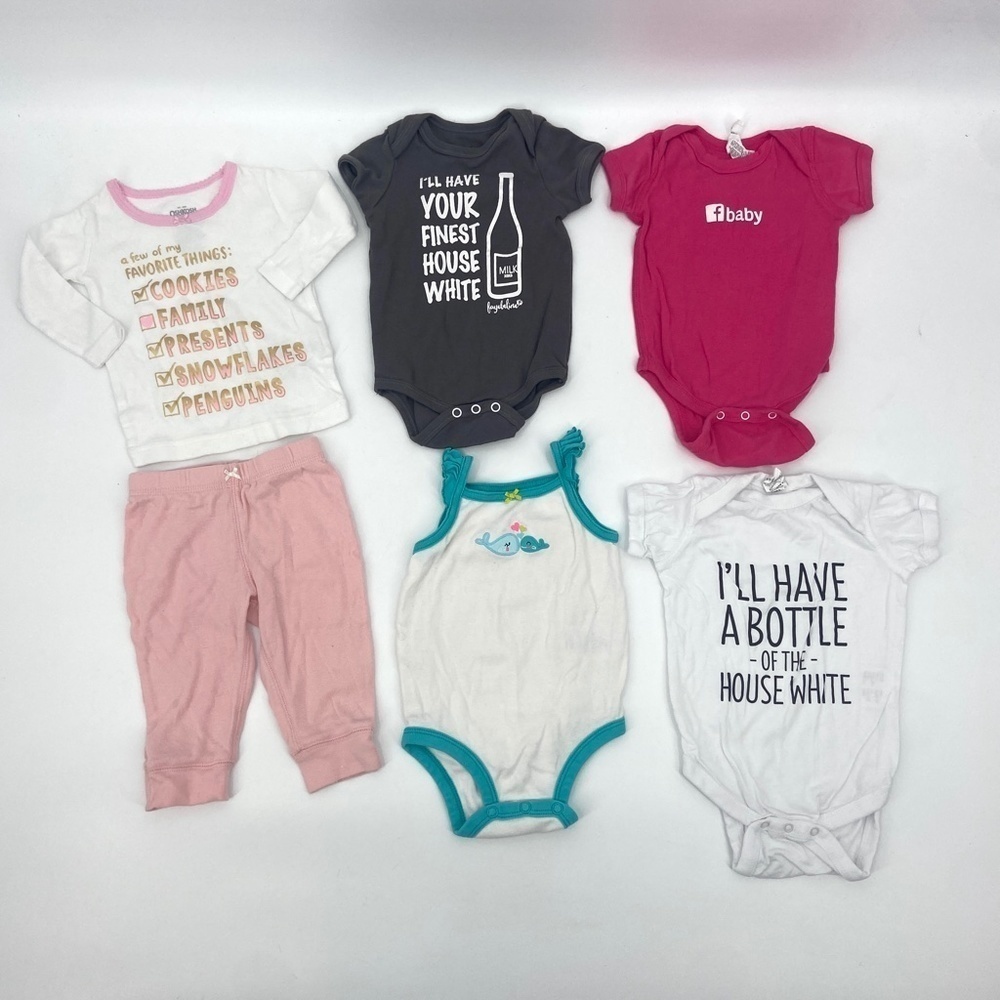 6 MONTHS Set of 6 Pieces Of Baby Girl Clothing Random Brands